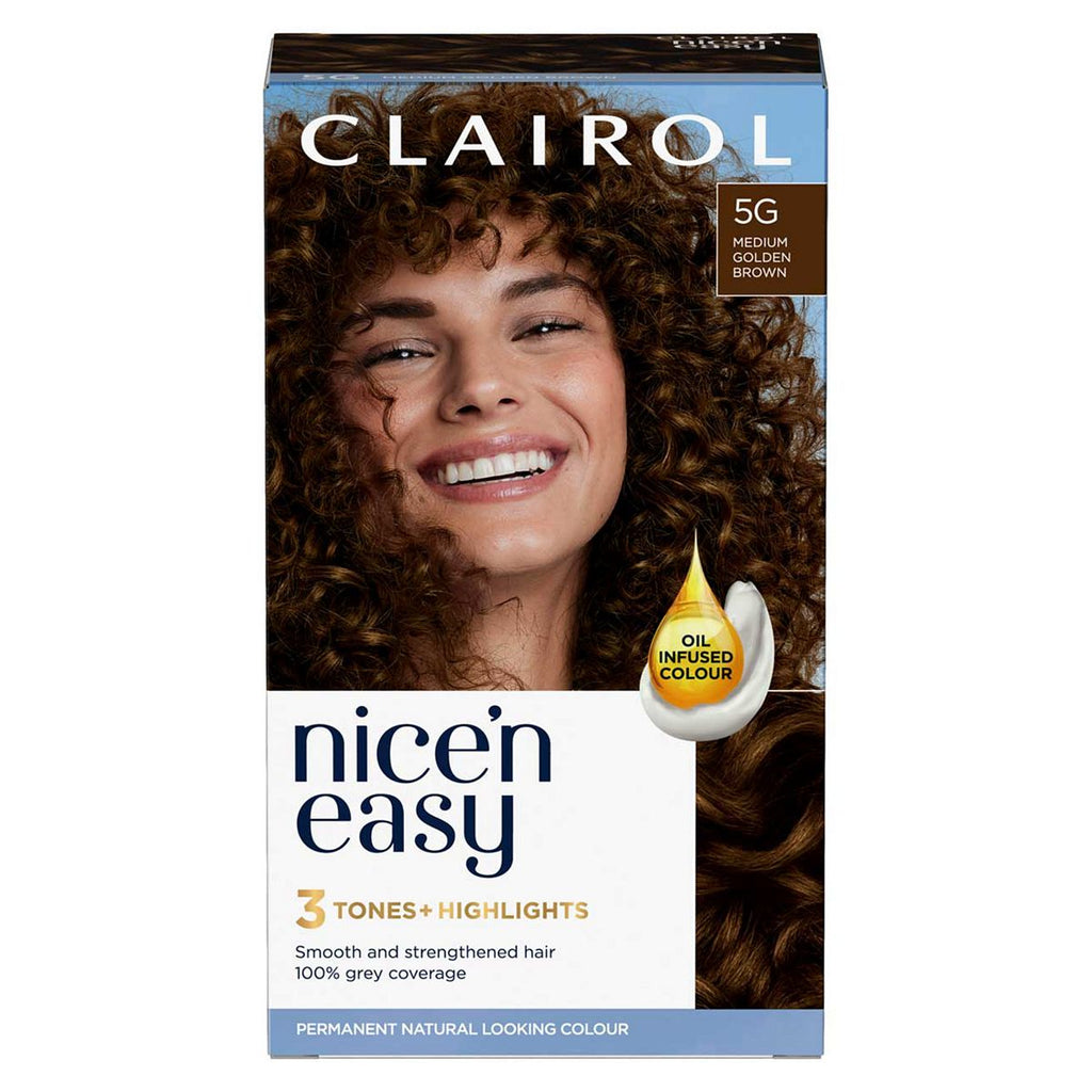 Clairol Nice'n Easy Crème Oil Infused Permanent Hair Dye 5G Medium Golden Brown 177ml