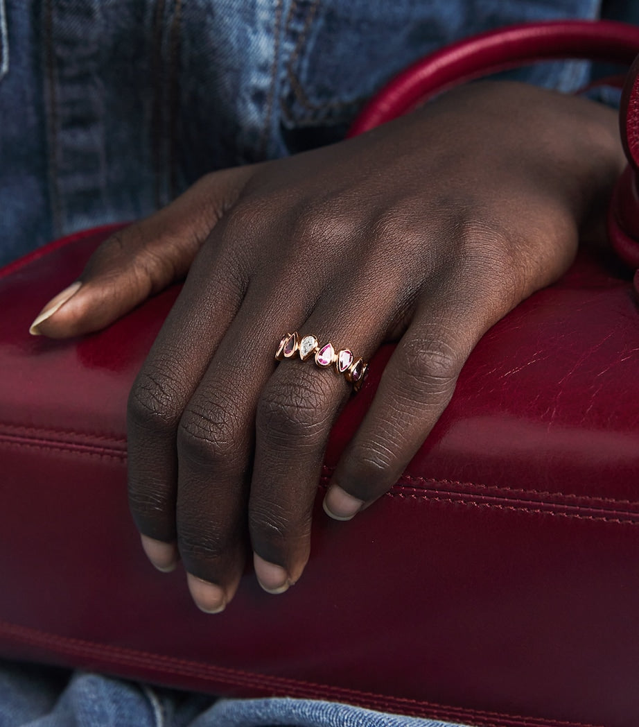 SHAY rose gold eternity ring with sapphires, imported from the UK