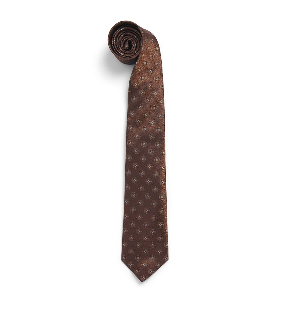 Canali silk jacquard tie 8cm, made in Italy, UK version