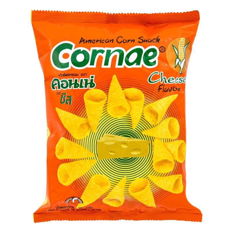 Cornae American Corn Snack cheese flavour cone chips, UK version