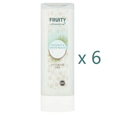 Superdrug Fruity Coconut White Peach Shower Gel 250ml x6 Bundle