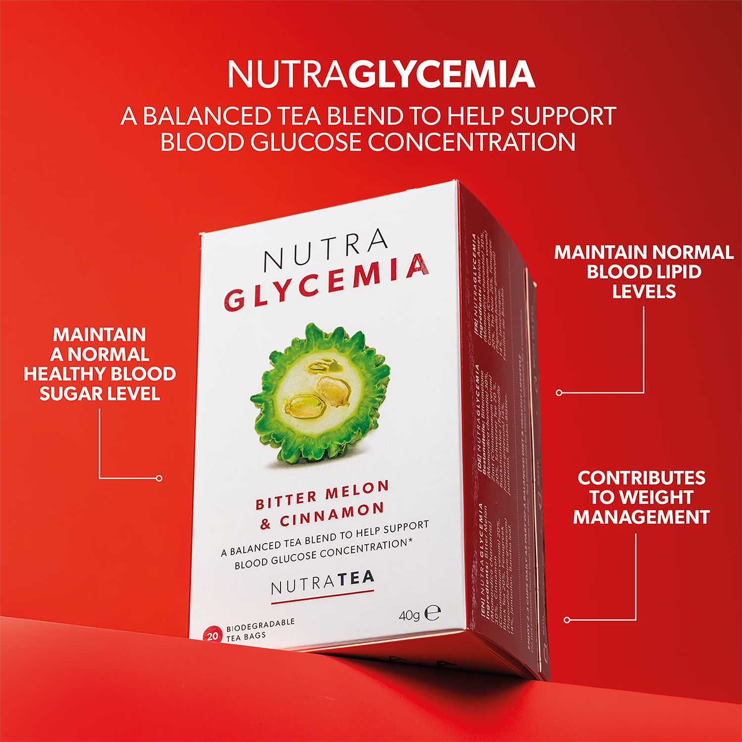 NutraGlycemia herbal tea for blood glucose balance 20 tea bags (British brand)