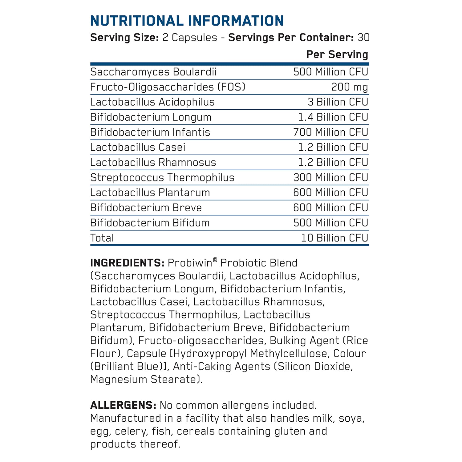 Probiotic Advanced Multi-Strain Formula 60 Capsules, imported from the UK