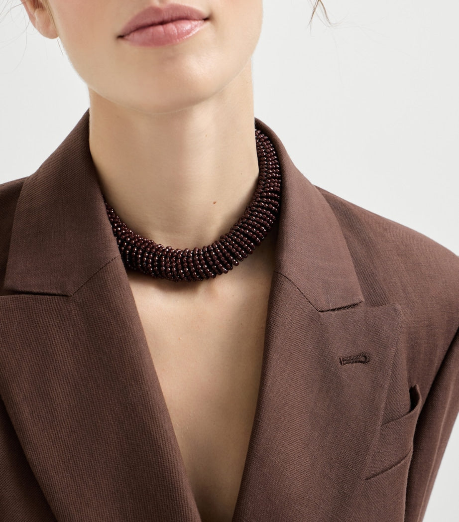 Brunello Cucinelli hematite and sterling silver necklace 43cm, imported from the UK