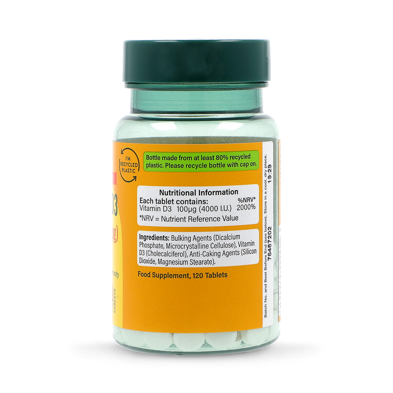 Holland & Barrett Vitamin D3 4000 IU 120 Tablets, imported from the UK