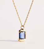 Bleue Burnham yellow gold sapphire pendant necklace, imported from the UK
