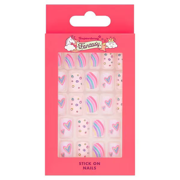 Fantasy rainbow stick on nails 24 count - British product