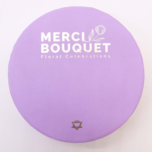 Merci Boutique Purple Passion soap bouquet round box, UK version