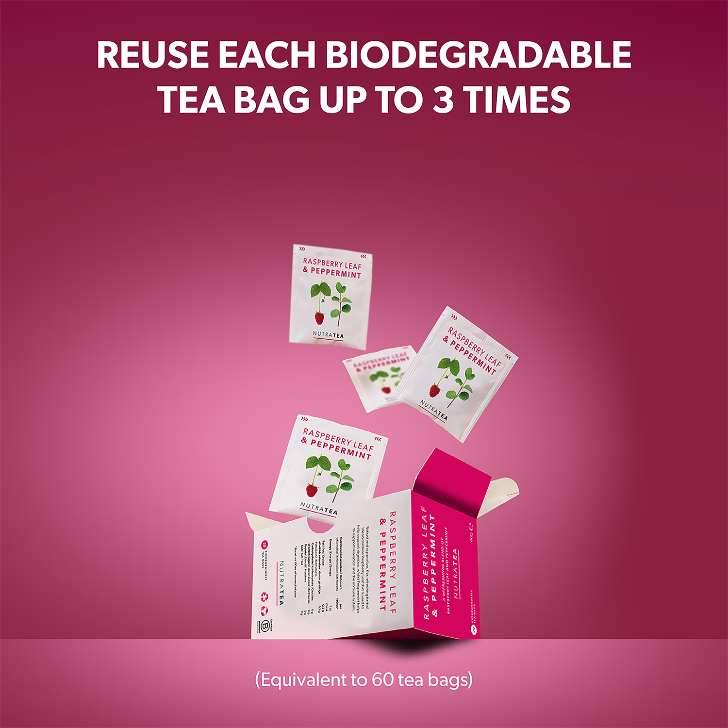 Raspberry Leaf & Peppermint herbal tea 20 tea bags - British product