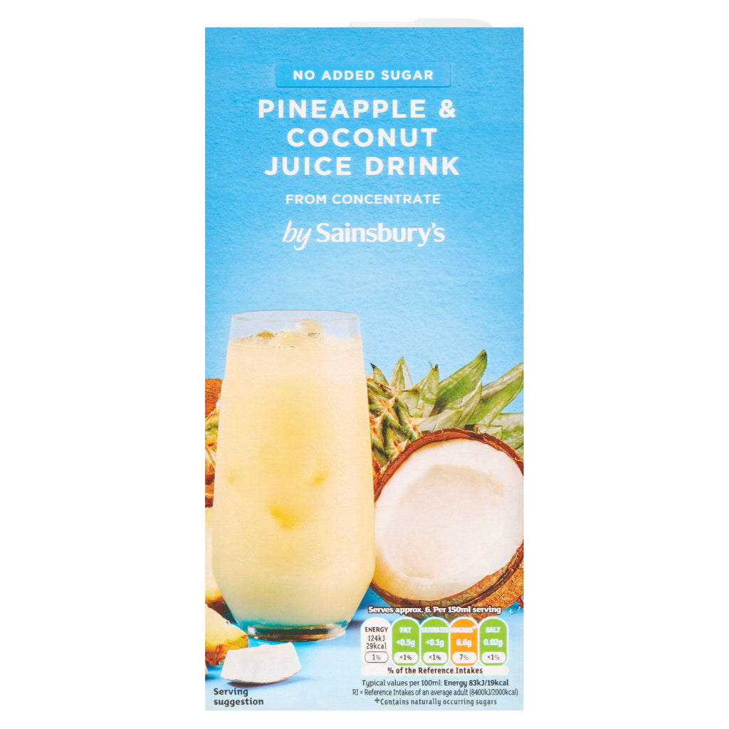 Sainsbury's Pineapple & Coconut Juice Drink, No Added Sugar 1L