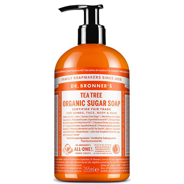 Dr Bronner organic tea tree sugar soap 355ml - British product
