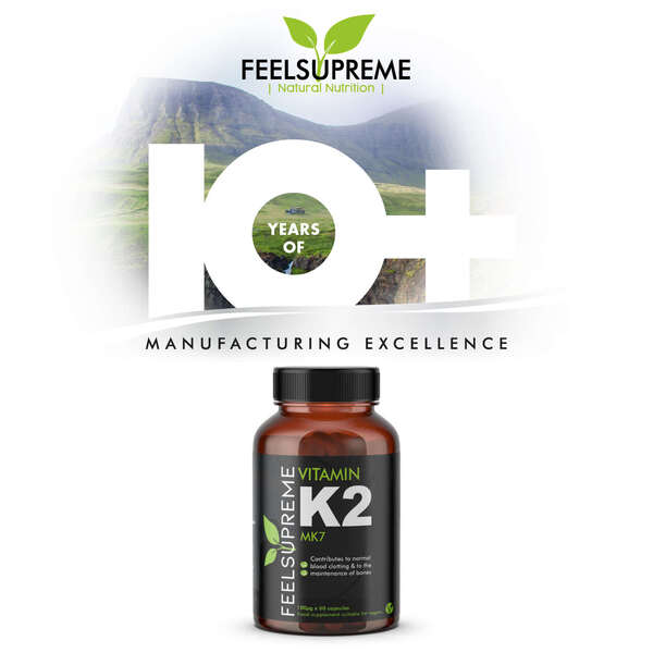 Feel Supreme vitamin K2 MK7 supplement 60 capsules, UK version