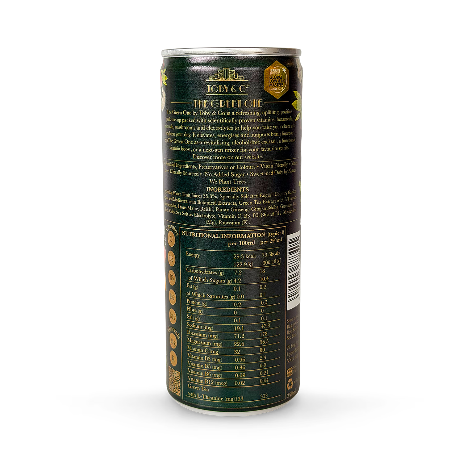 Toby & Co functional drink The Green One 250ml (British brand)