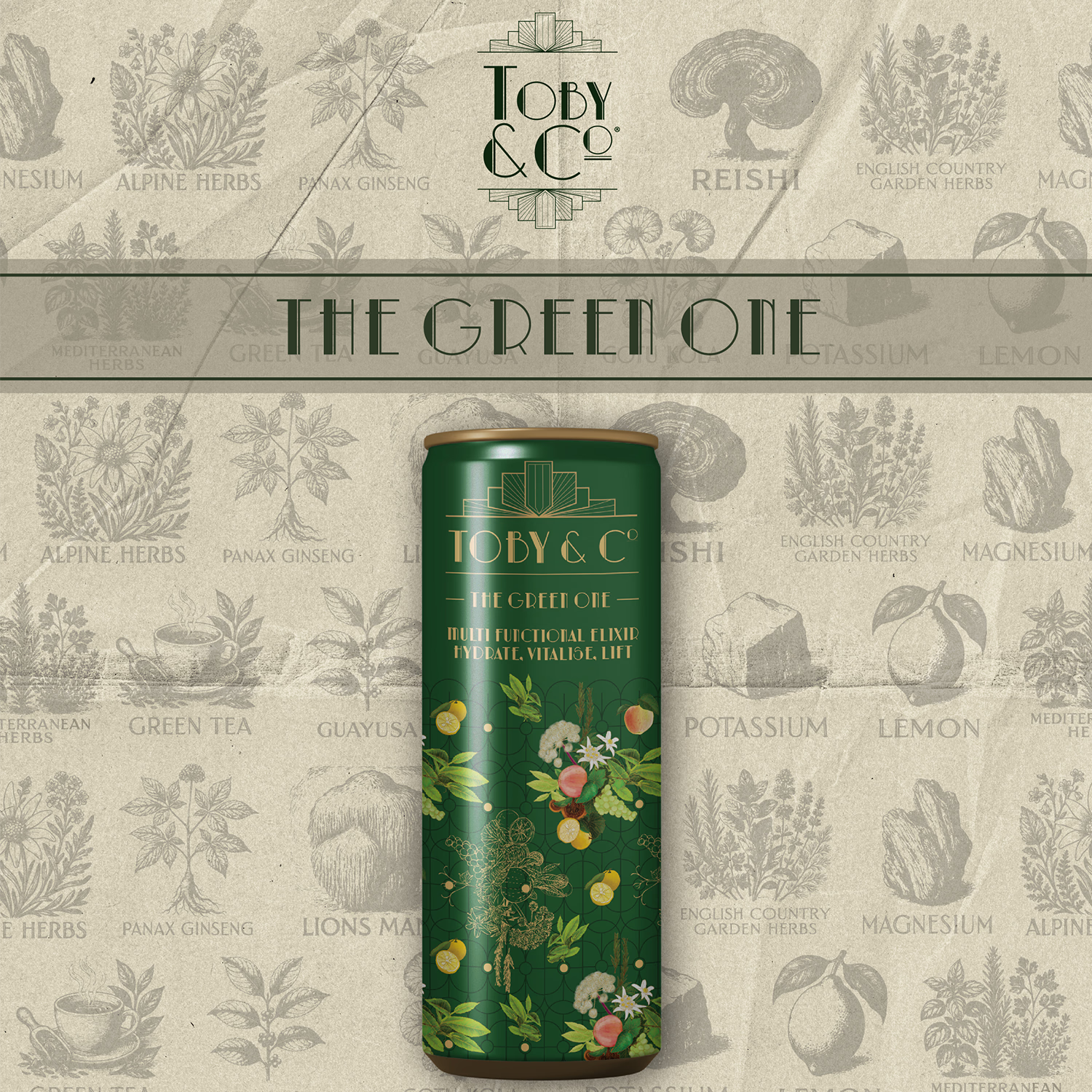 Toby & Co functional drink The Green One 250ml (British brand)
