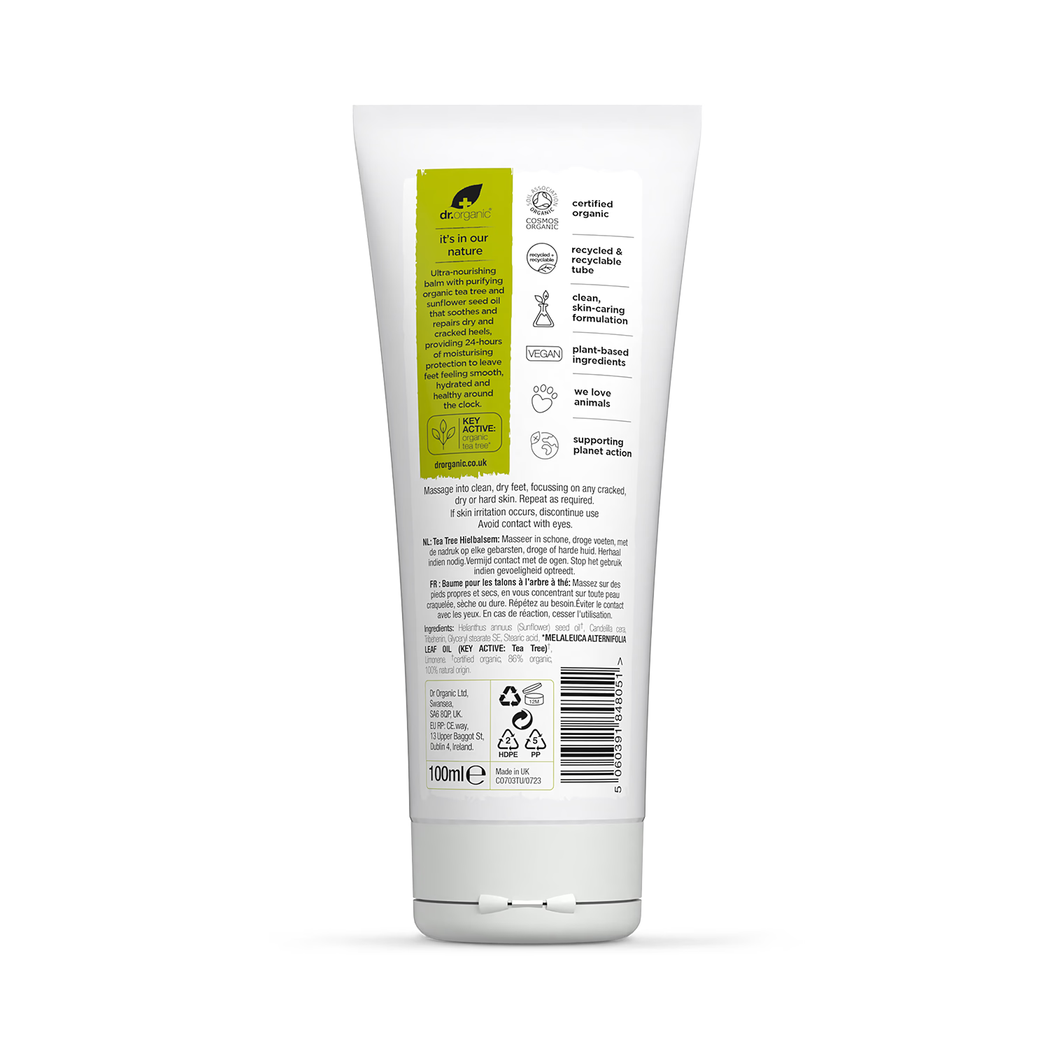 Dr Organic Tea Tree Foot Balm 100ml, imported from the UK