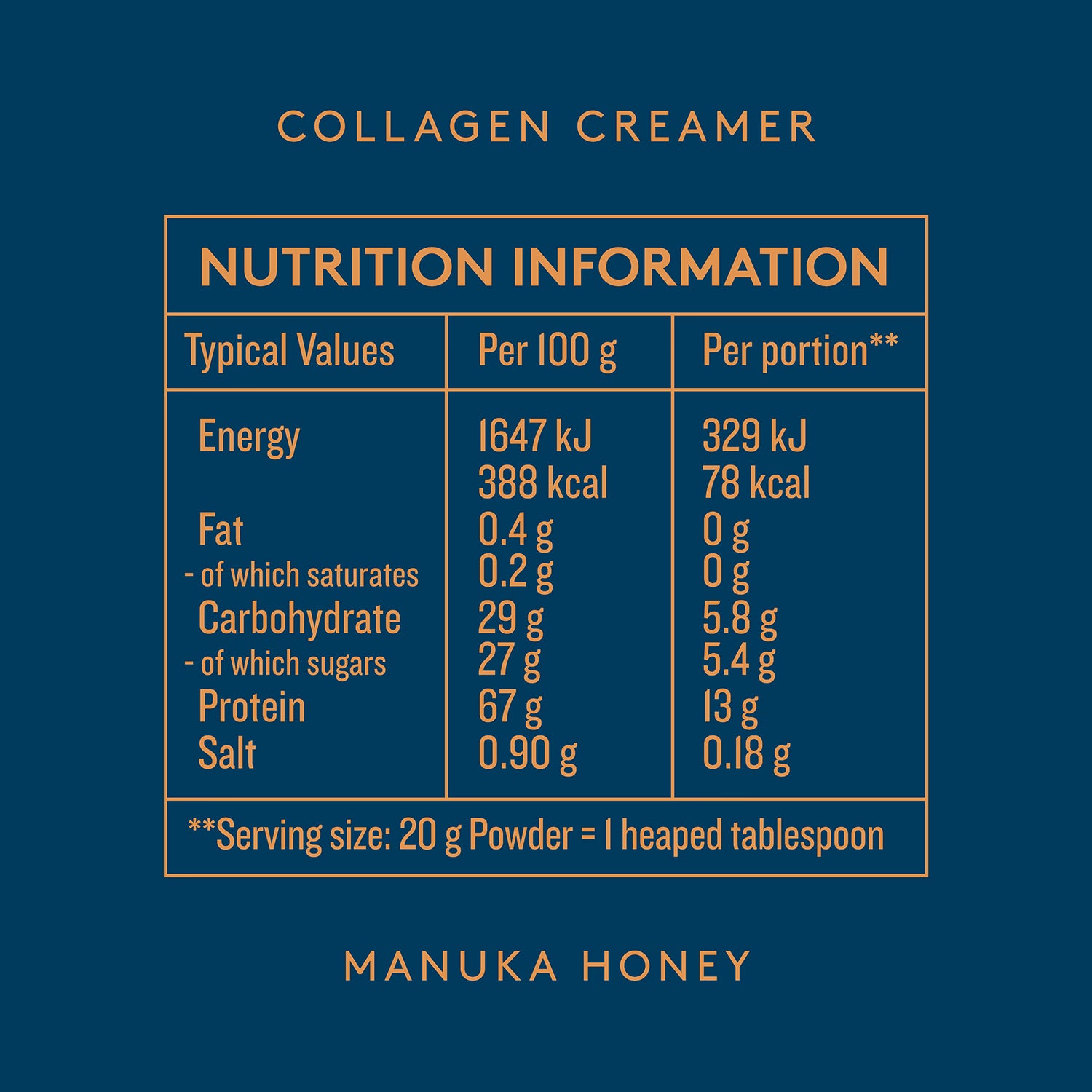 Dose & Co Manuka Honey collagen creamer 340g, UK version