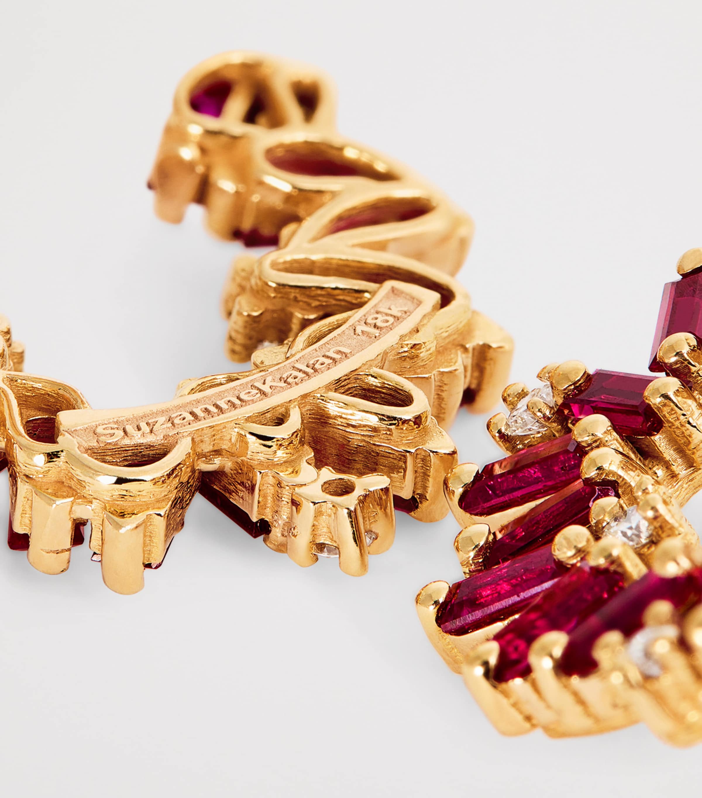 Suzanne Kalan rose gold diamond and ruby hoop earrings, UK version