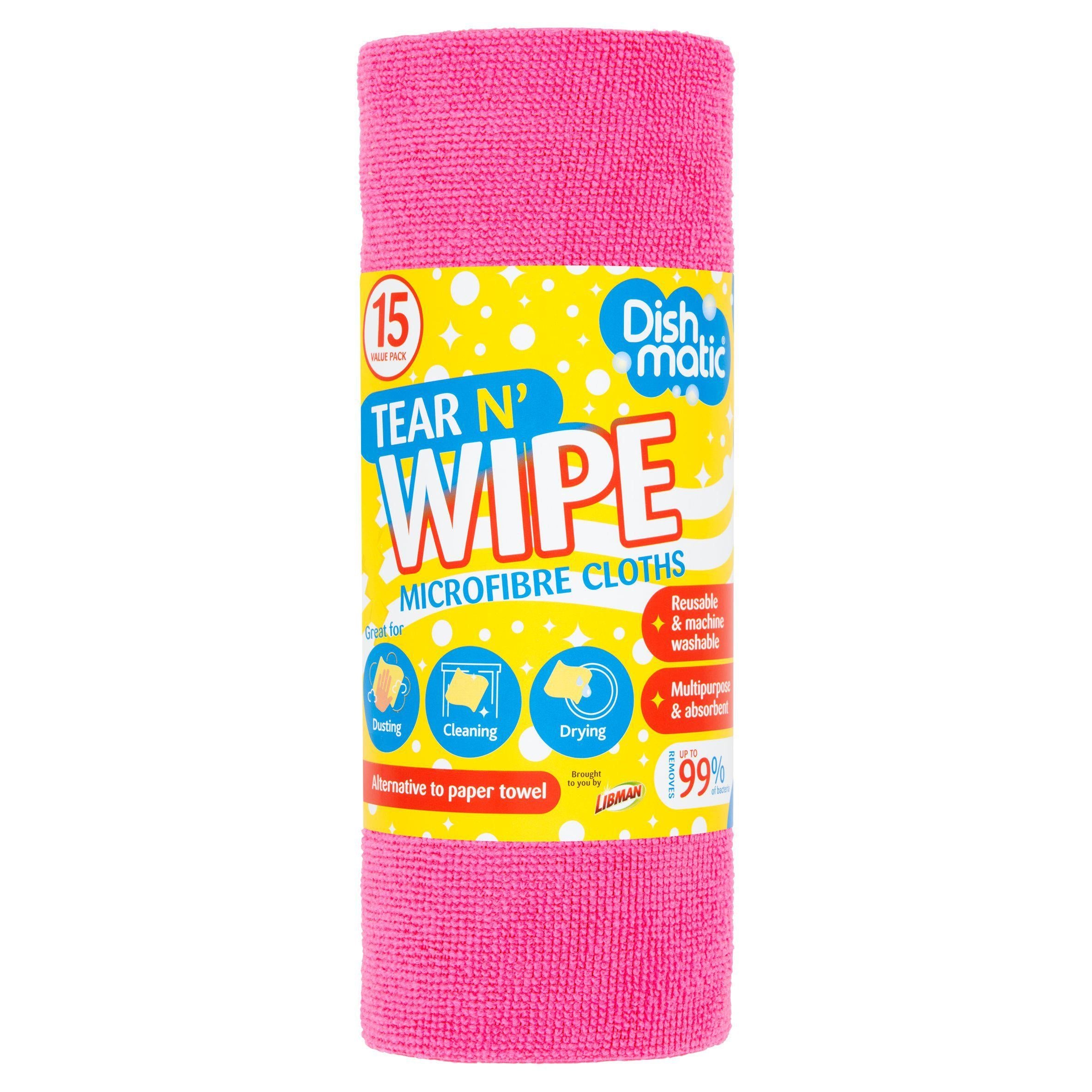 Dishmatic Microfibre Tear N Wipe 15 Rol GOODS Sainsburys   