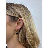 SVNX emerald green heart hoop earrings in gold, UK version