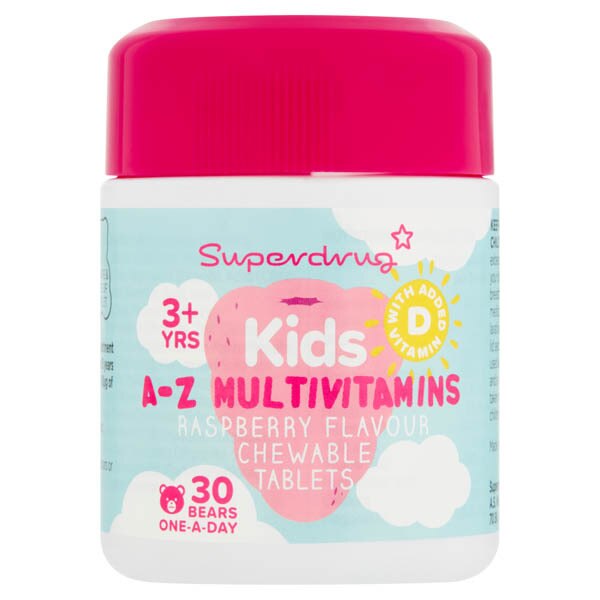 Superdrug Kids Chewable Multivitamins Raspberry Flavour 30s