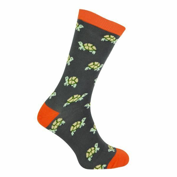 Mr Heron Mens Animal Design Bamboo Socks 6-11 UK GOODS Superdrug Turtles (Grey)  