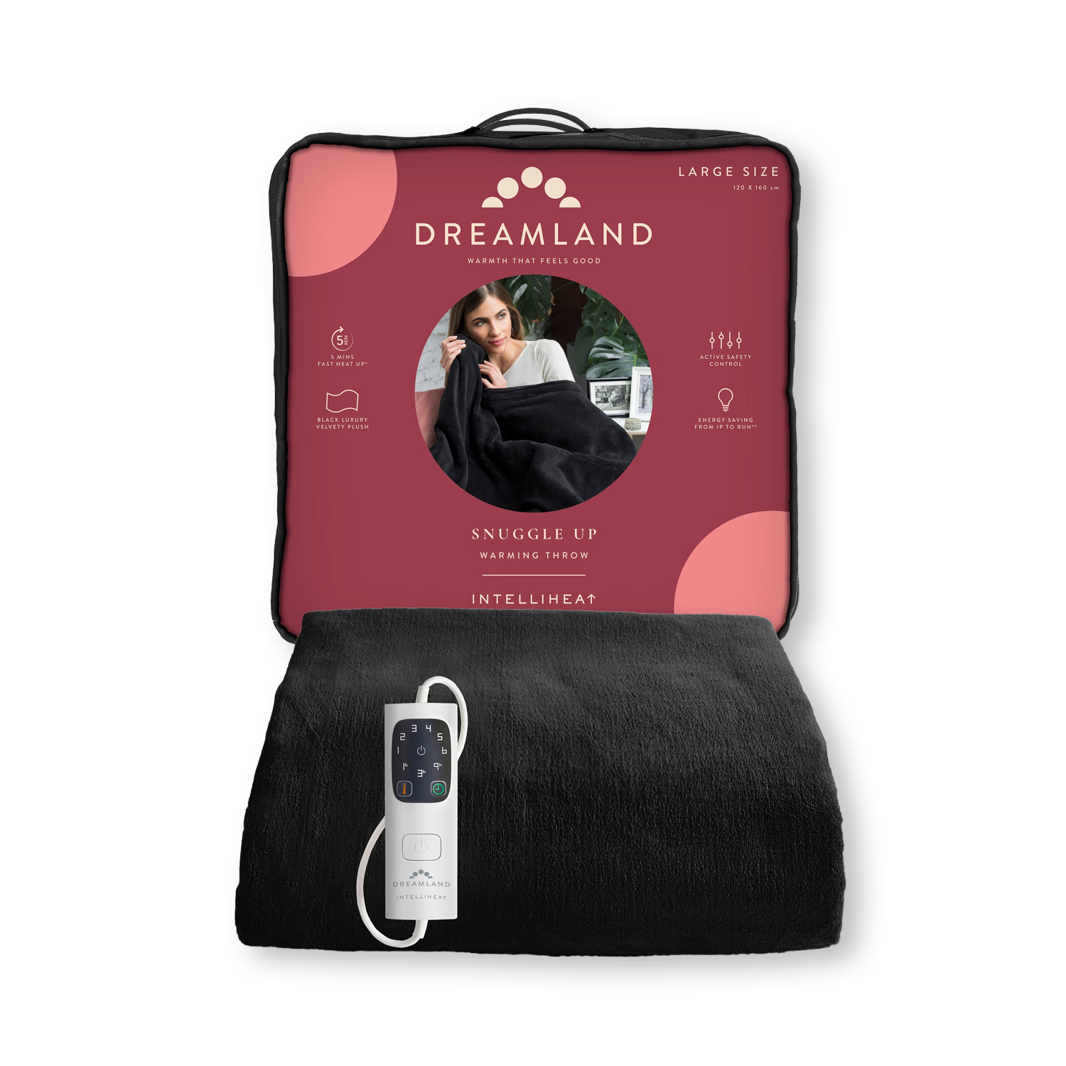 Dreamland SnuggleUp warming throw black 120x160cm (British brand)