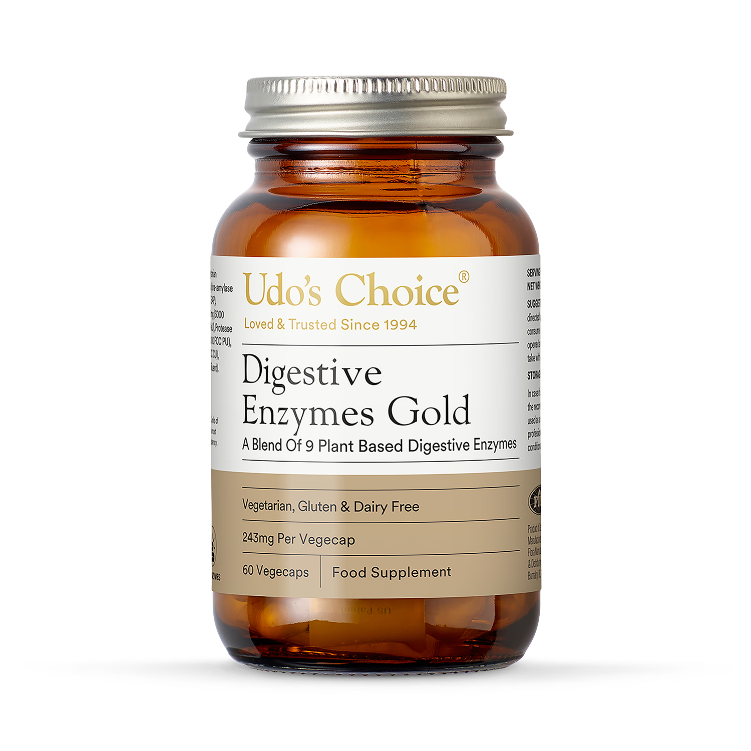 Udo's Choice digestive enzyme supplement Gold 60 capsules (British brand)