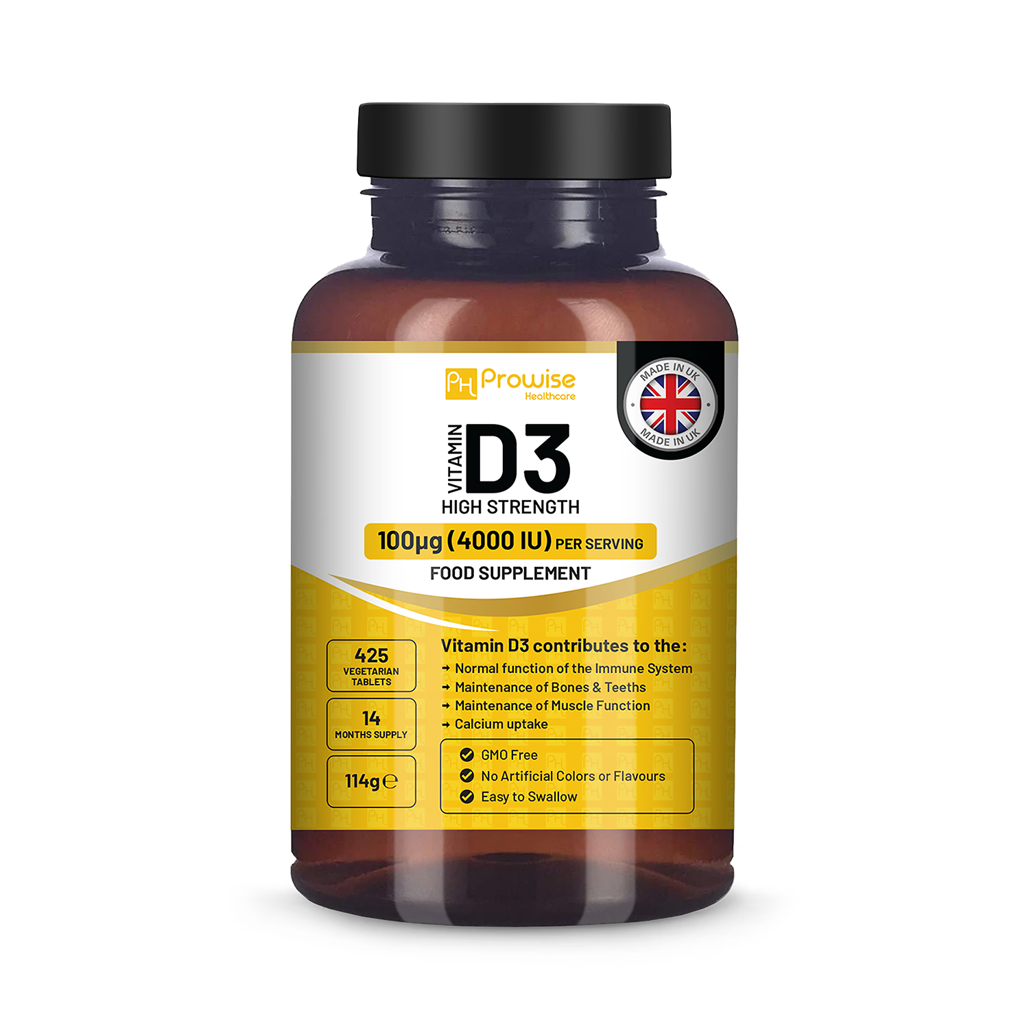 Prowise Healthcare Vitamin D3 4000 IU 425 tablets, UK version
