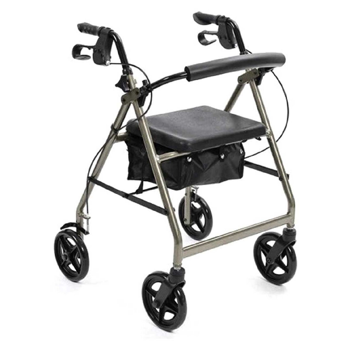 NRS Healthcare A-Series Lightweight Folding 4 Wheel Rollator with Seat and Bag Silver GOODS Boots   