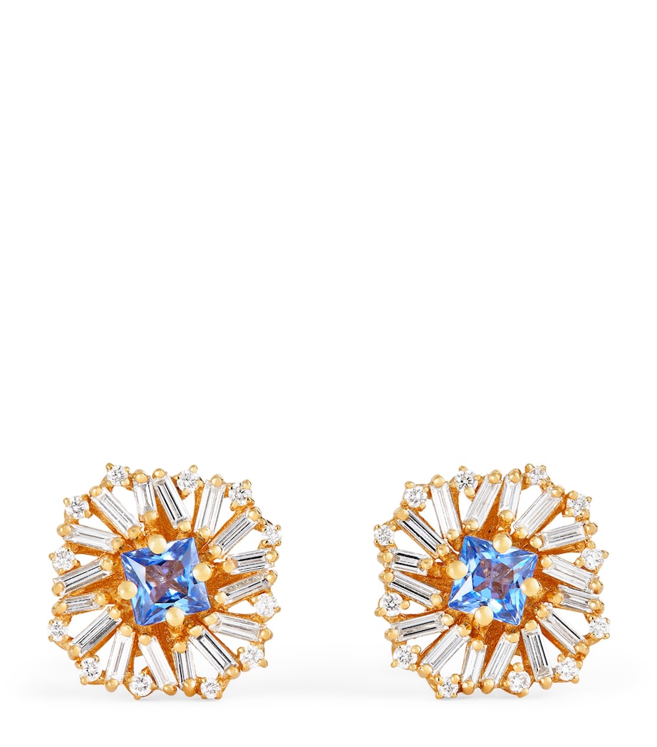 Suzanne Kalan diamond and sapphire flower earrings (British brand)