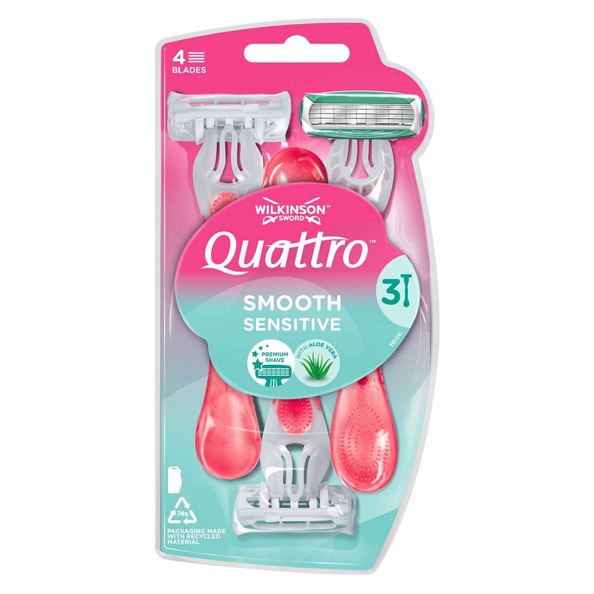 Wilkinson Sword Quattro for Women Sensitive Disposable Razors 3s GOODS Boots   