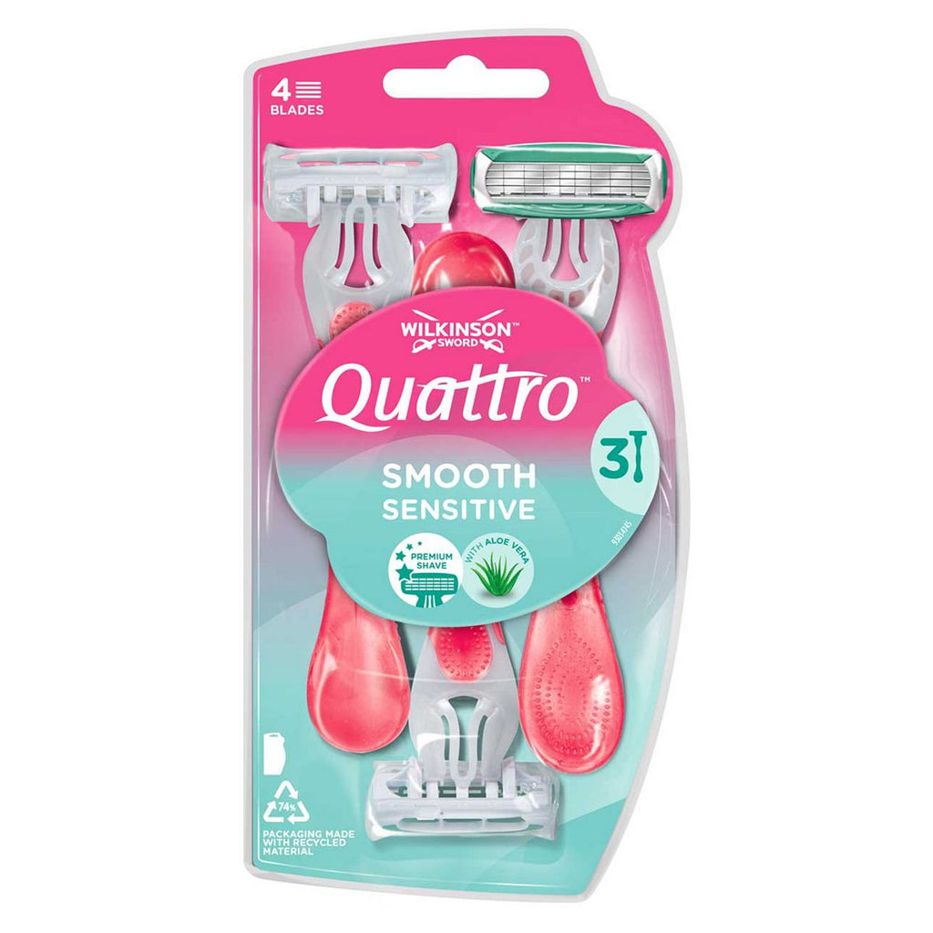 Wilkinson Sword Quattro for Women Sensitive Disposable Razors 3s