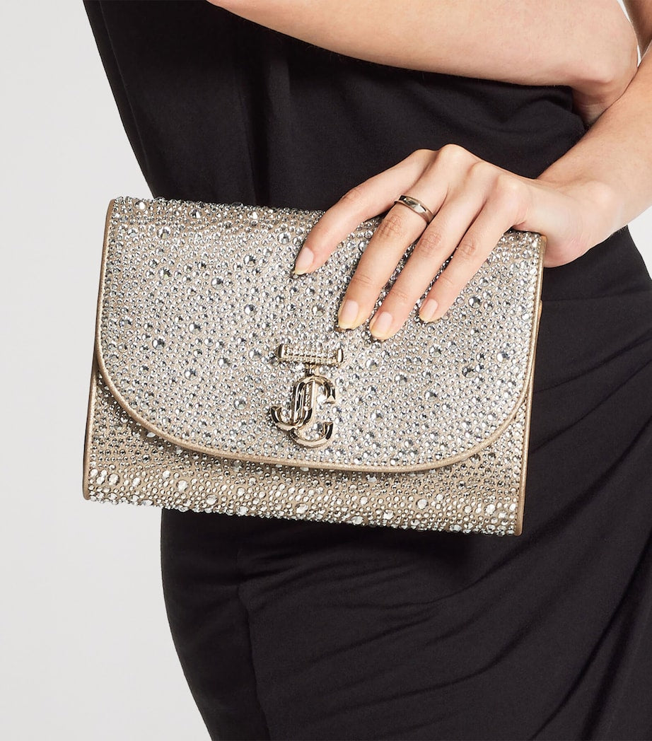 Jimmy Choo crystal-embellished curve clutch bag - British product