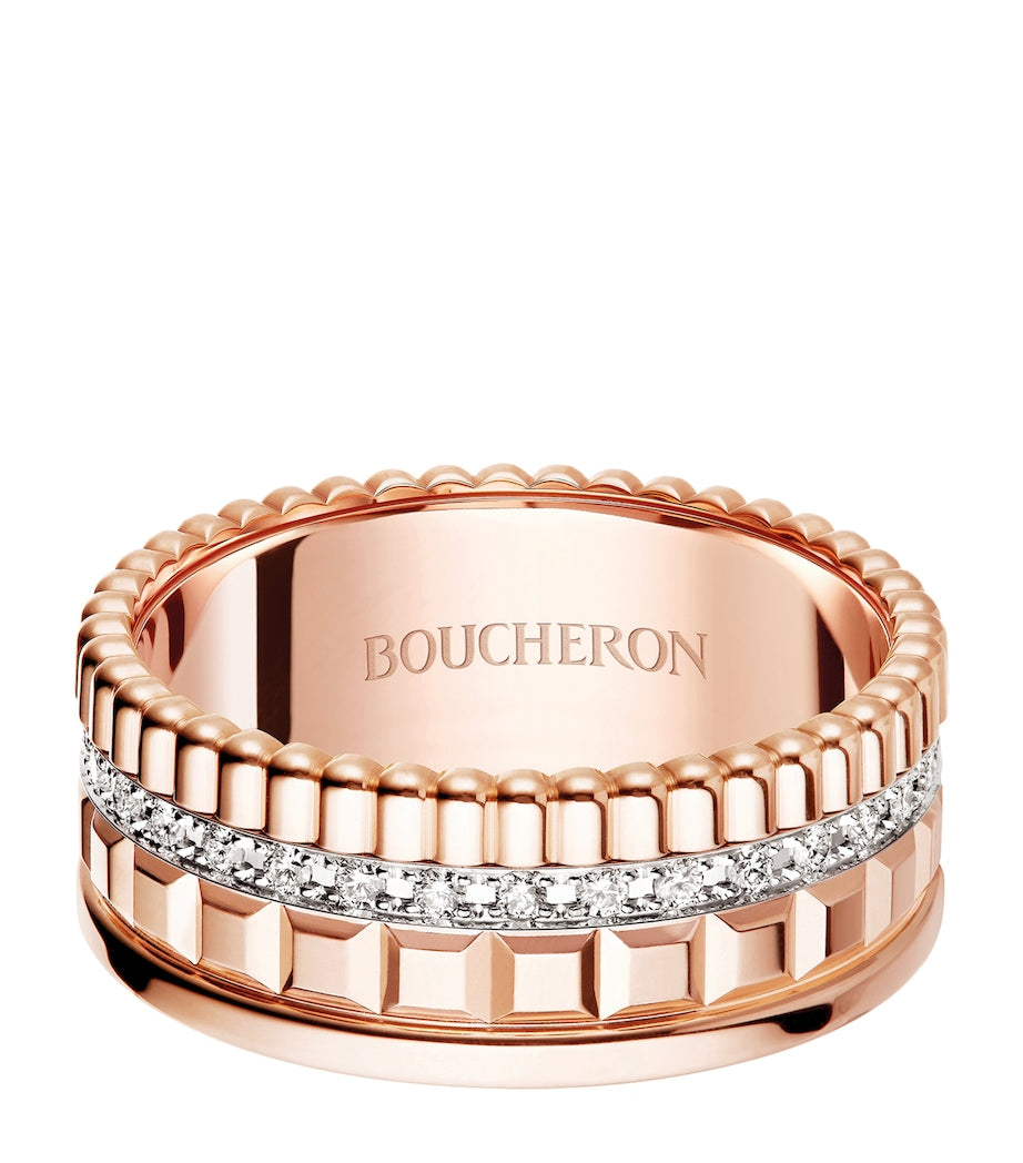 Boucheron Quatre Radiant small rose gold diamond ring, imported from the UK