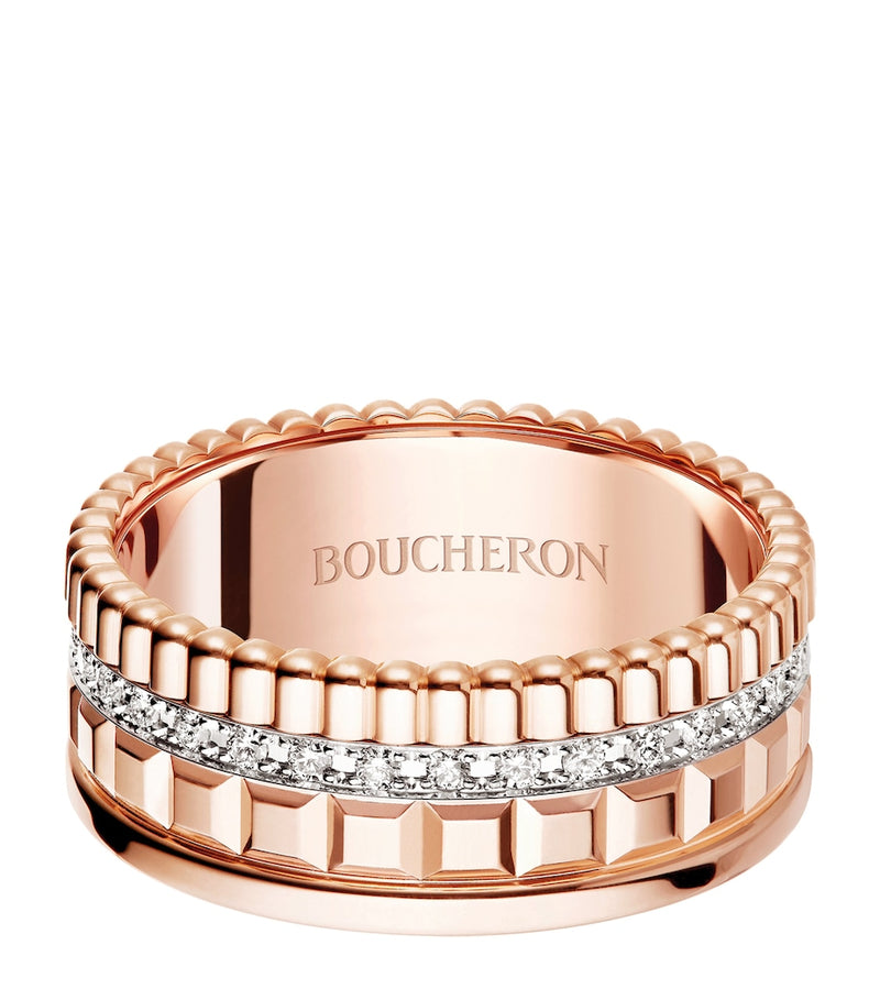 Boucheron Quatre Radiant small rose gold diamond ring, imported from the UK