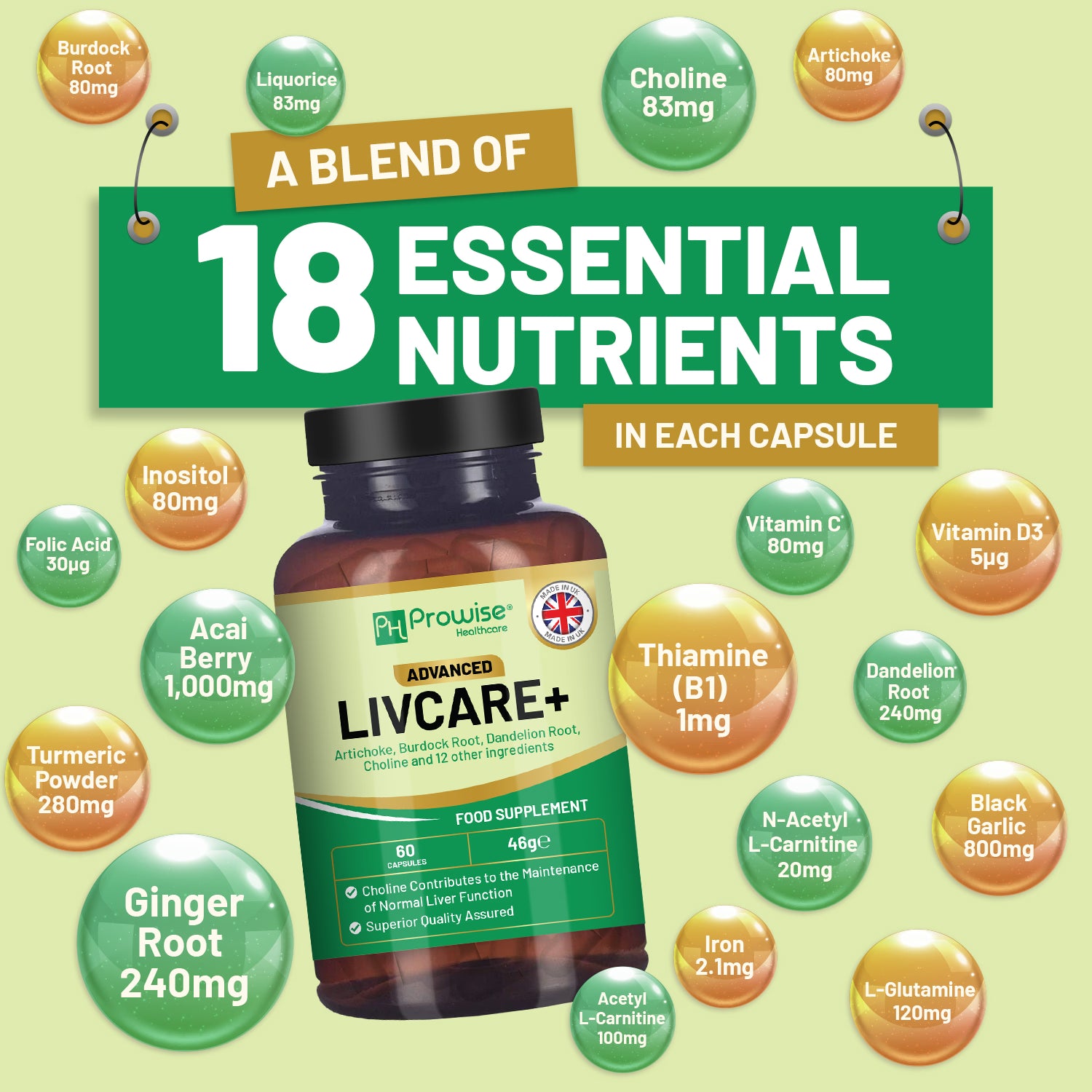 Prowise Healthcare Advanced Livcare+ liver supplement 60 capsules, imported from the UK