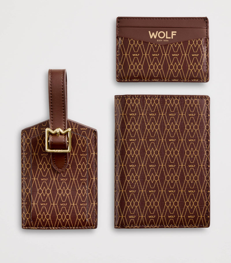 WOLF Signature passport holder card holder luggage tag set apple leather (British brand)