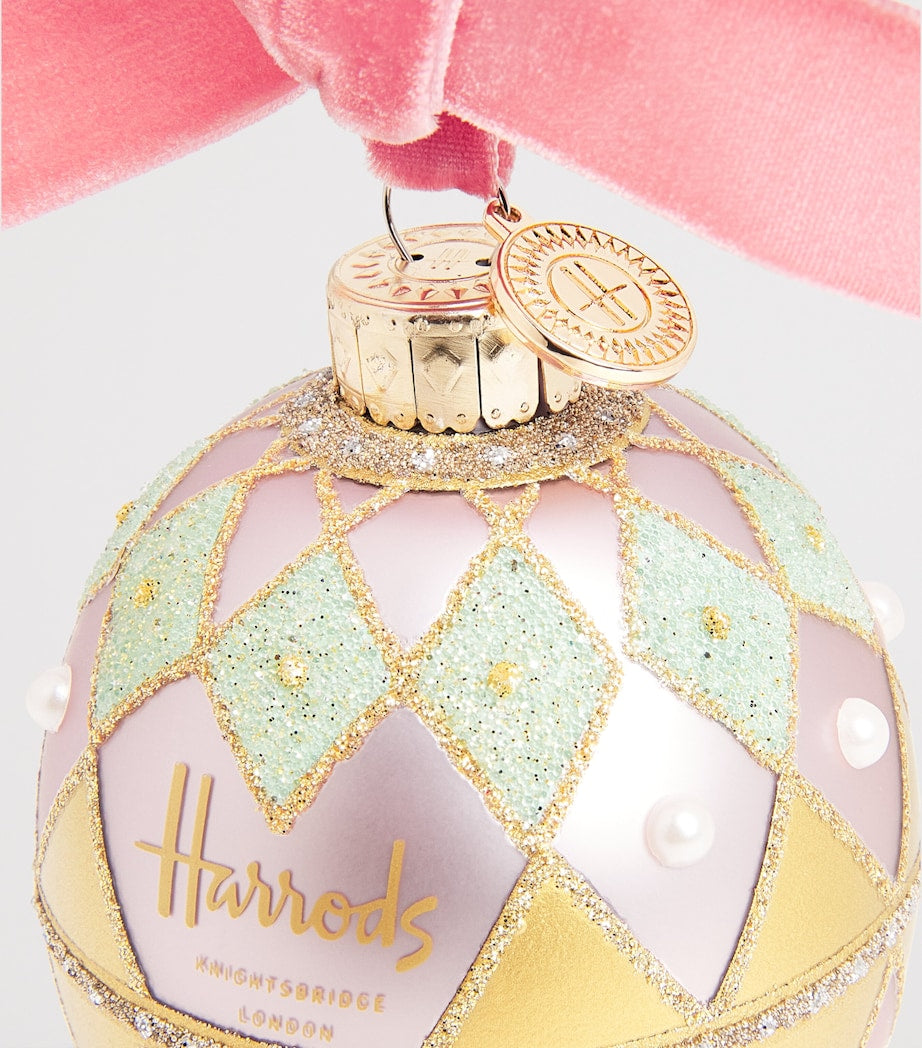 Harrods glass Easter egg hanging decoration with gilded diamond panels, UK version