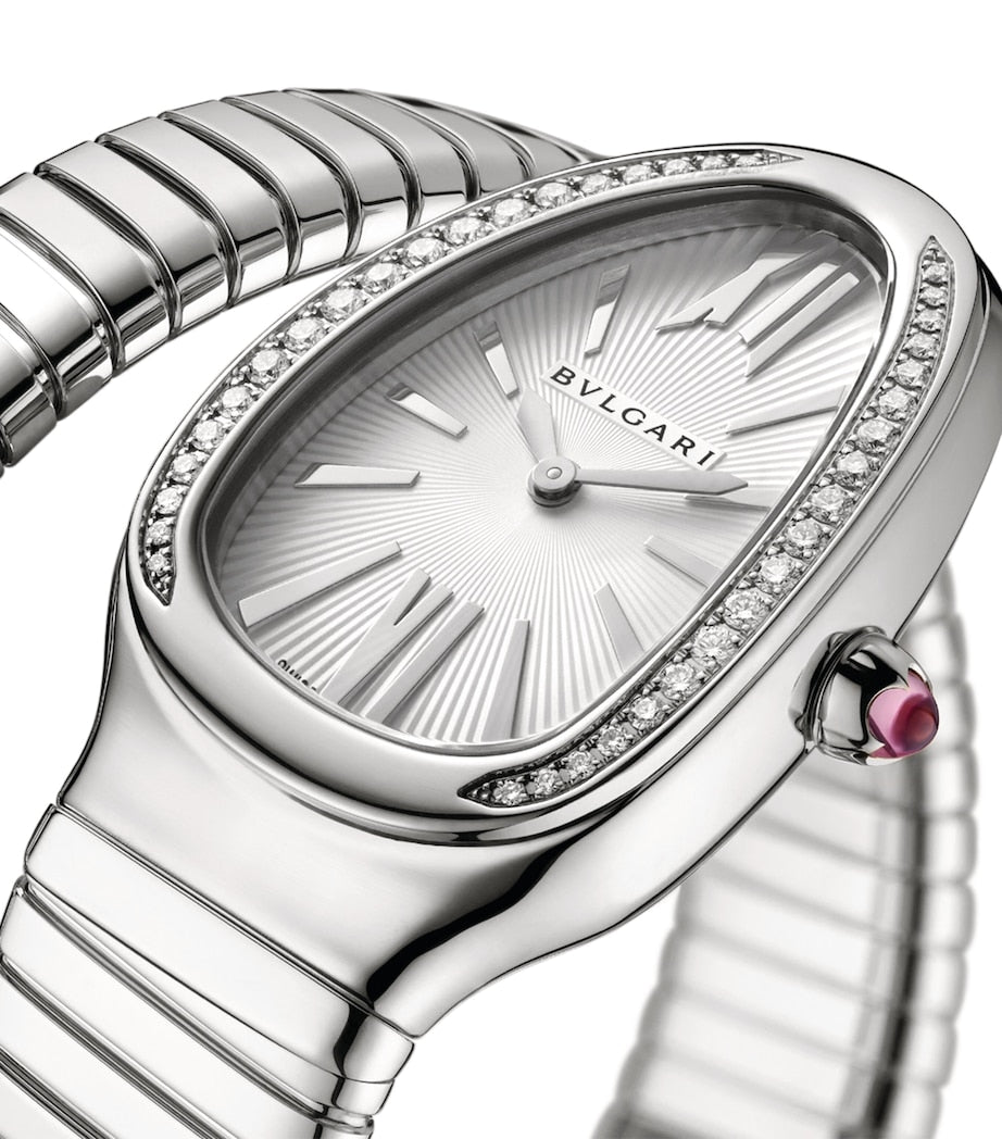 Bvlgari Serpenti Tubogas stainless steel diamond watch 35mm, imported from the UK