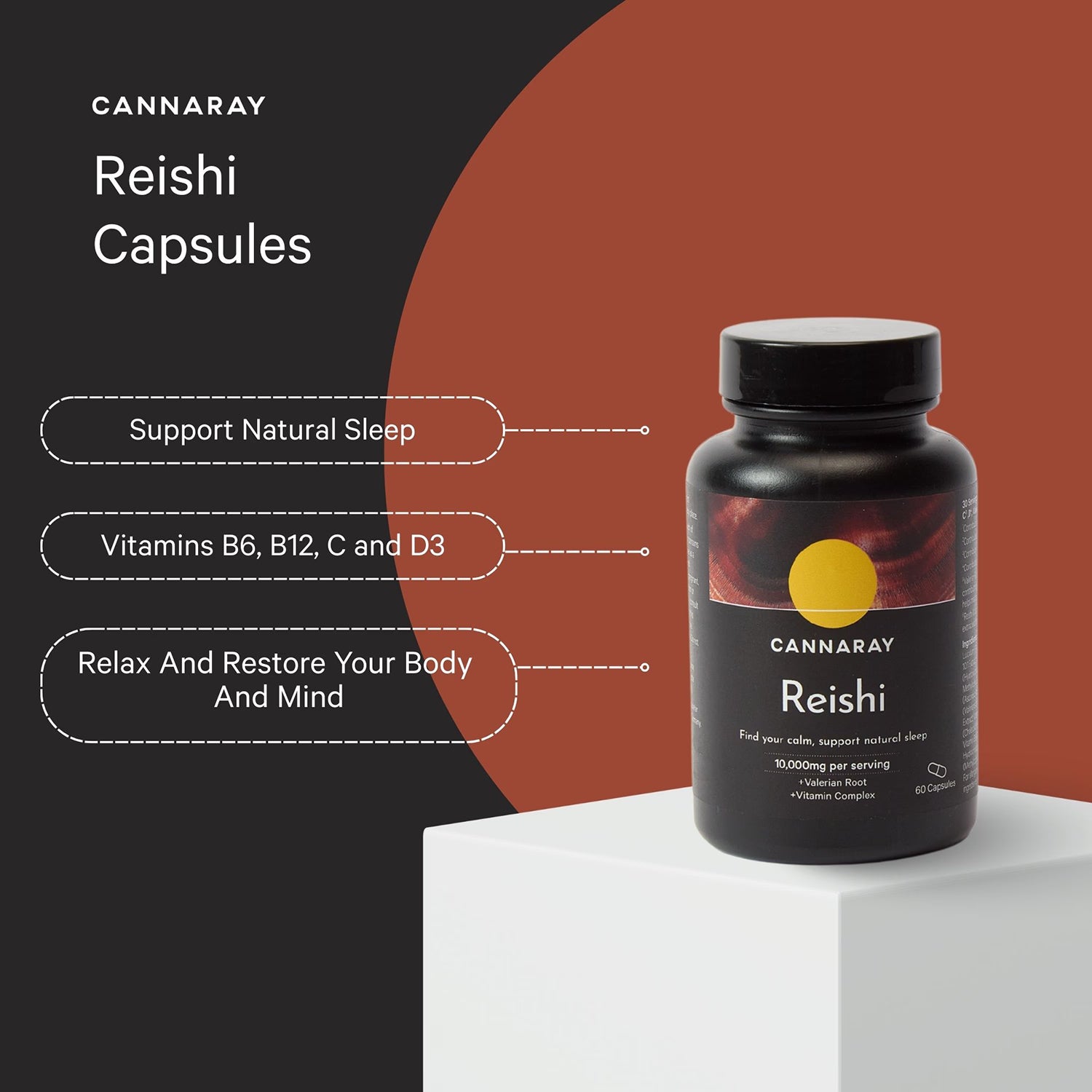 Cannaray Reishi Capsules 10,000mg 60 Capsules - British product