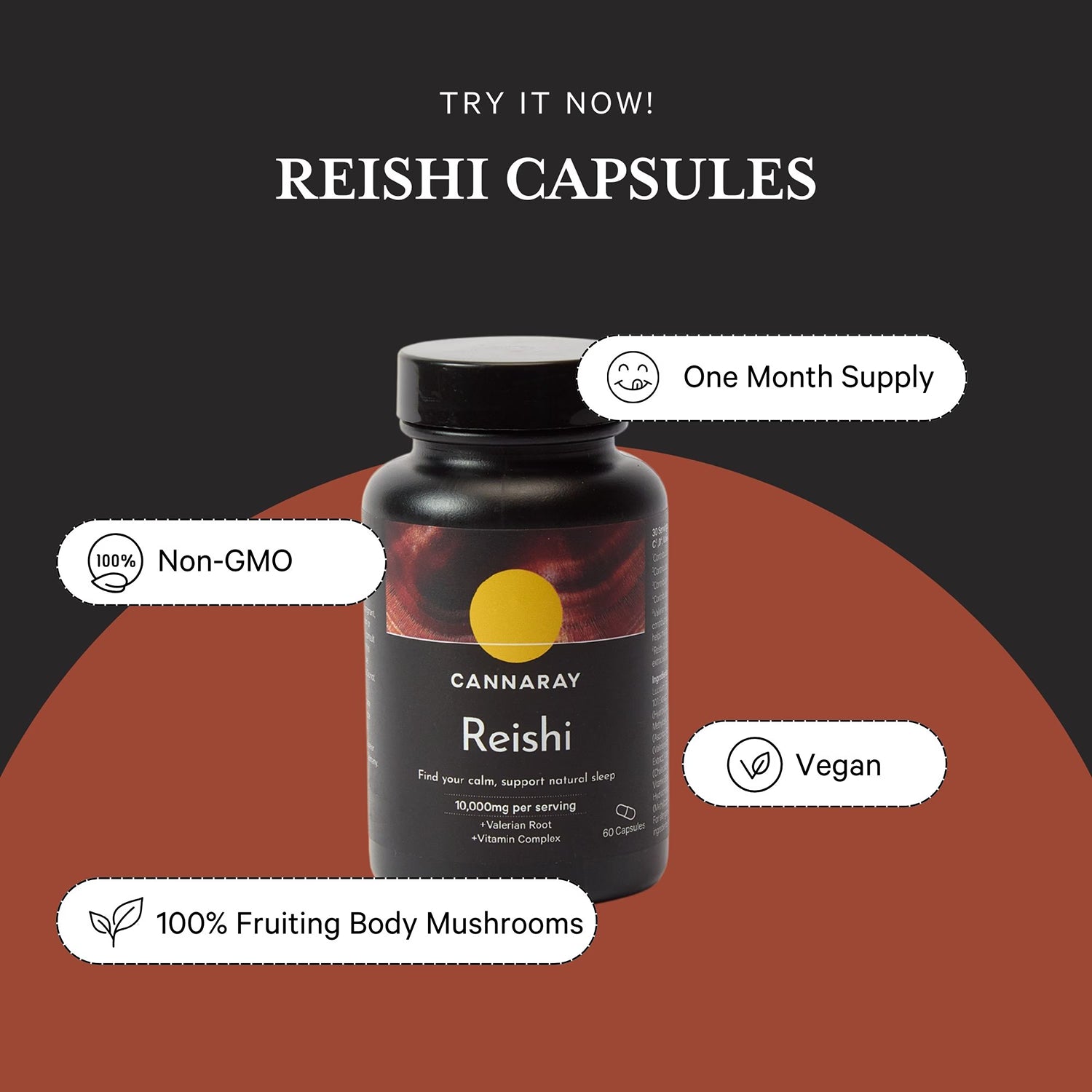 Cannaray Reishi Capsules 10,000mg 60 Capsules - British product
