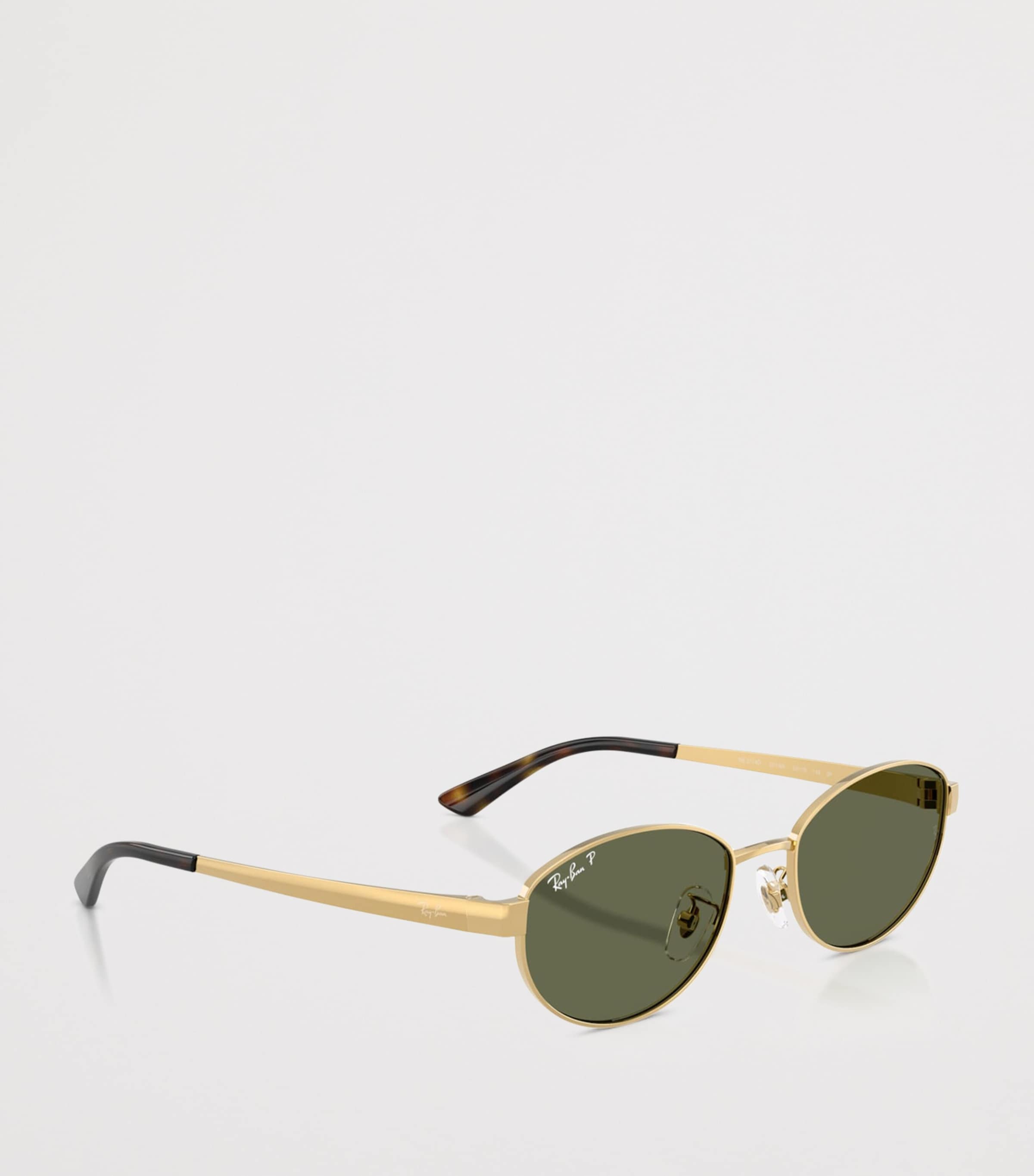 Ray-Ban RB3774D metal oval sunglasses gold-tone, imported from the UK