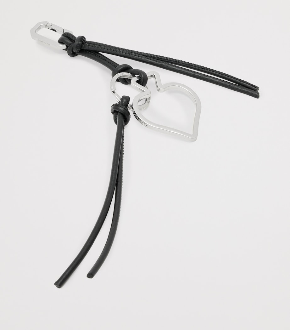 AllSaints metal spades keyring silver-tone leather trims, UK version
