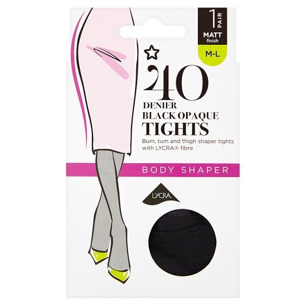 Superdrug 1 Pack 40 Denier Shaper Tights Black M/L