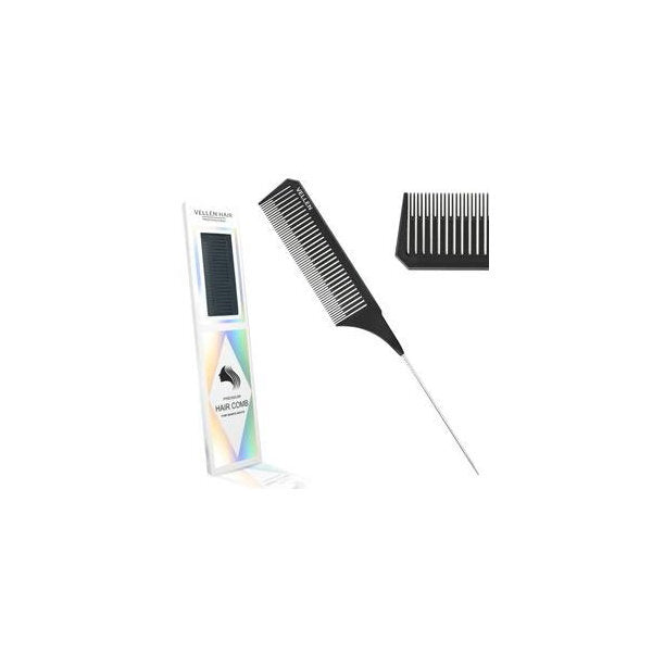 Vellen weave tail comb black stainless steel pin - British product