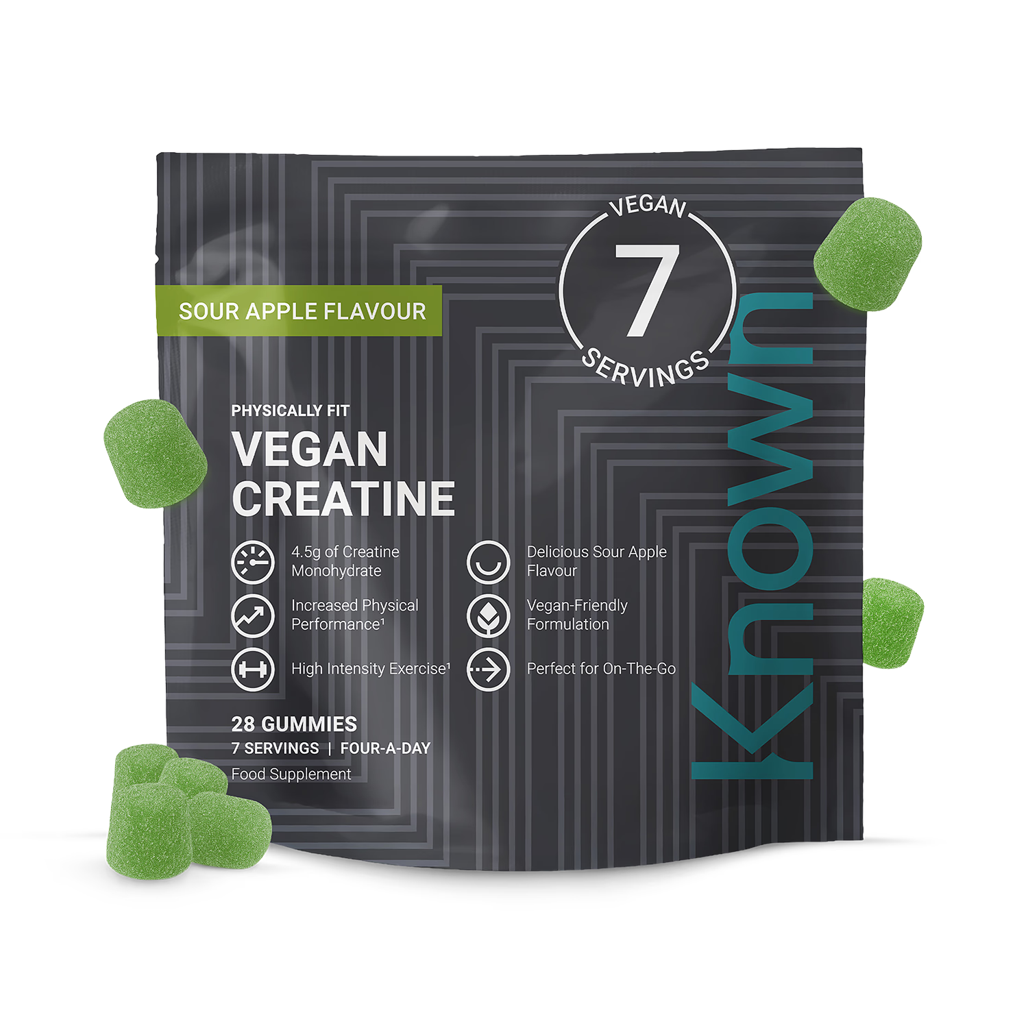 Known sour apple creatine gummies 28 pack, UK version