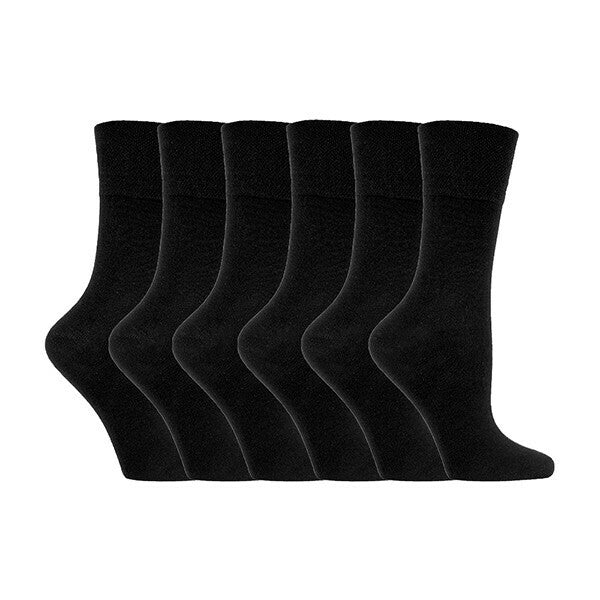 IOMI Ladies 6 Pairs Non Elastic Diabetic Socks 4-8 UK GOODS Superdrug Black  