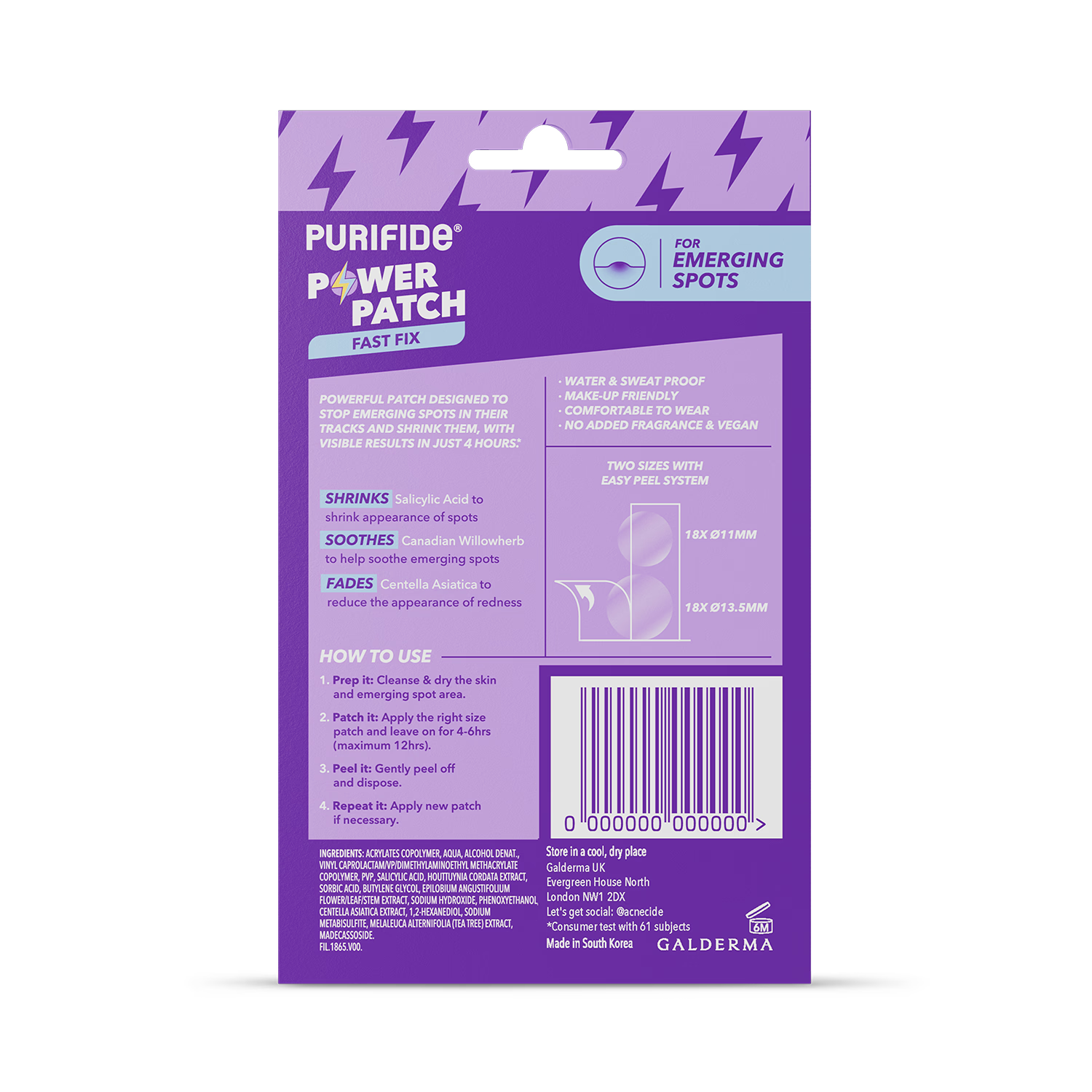 Purifide power pimple patch 36 patches - British product