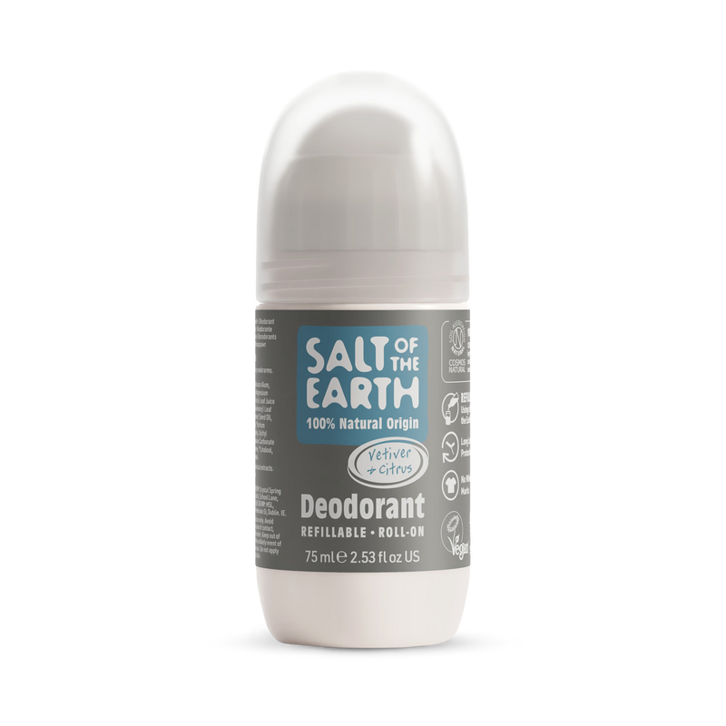 Salt Of The Earth roll-on deodorant vetiver citrus 75ml, imported from the UK