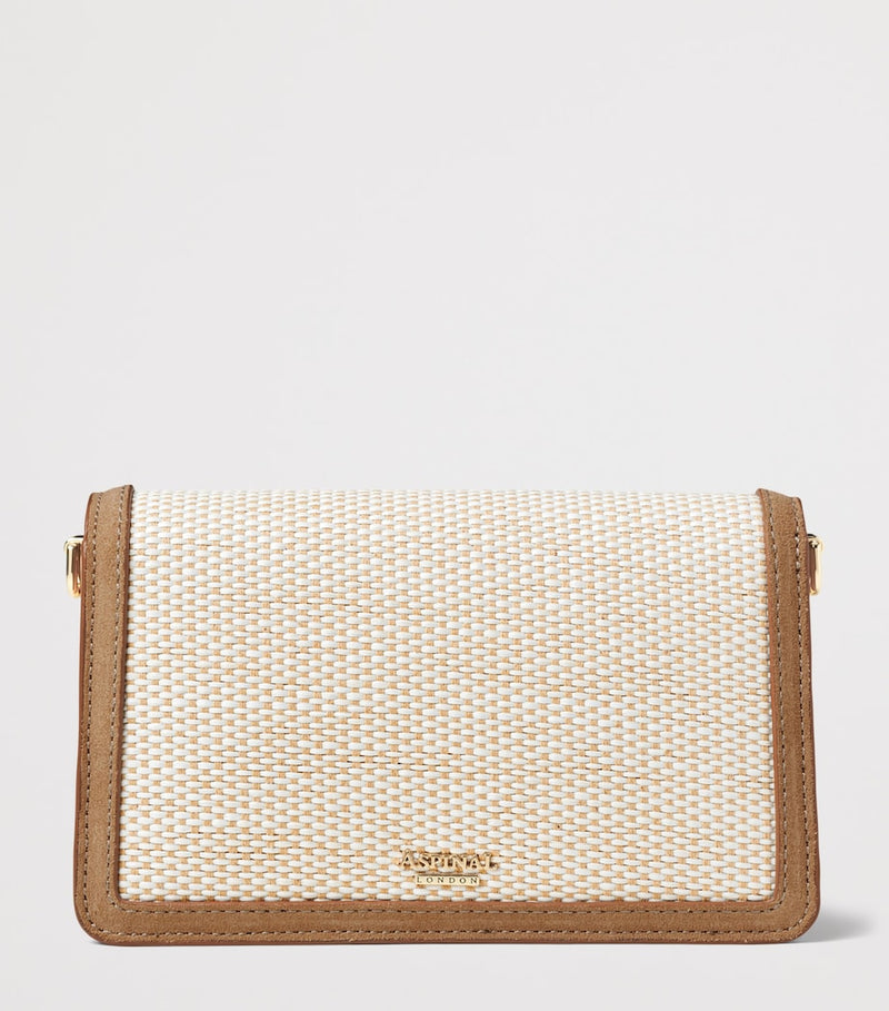 Aspinal of London Raffia Eliza clutch bag (British brand)